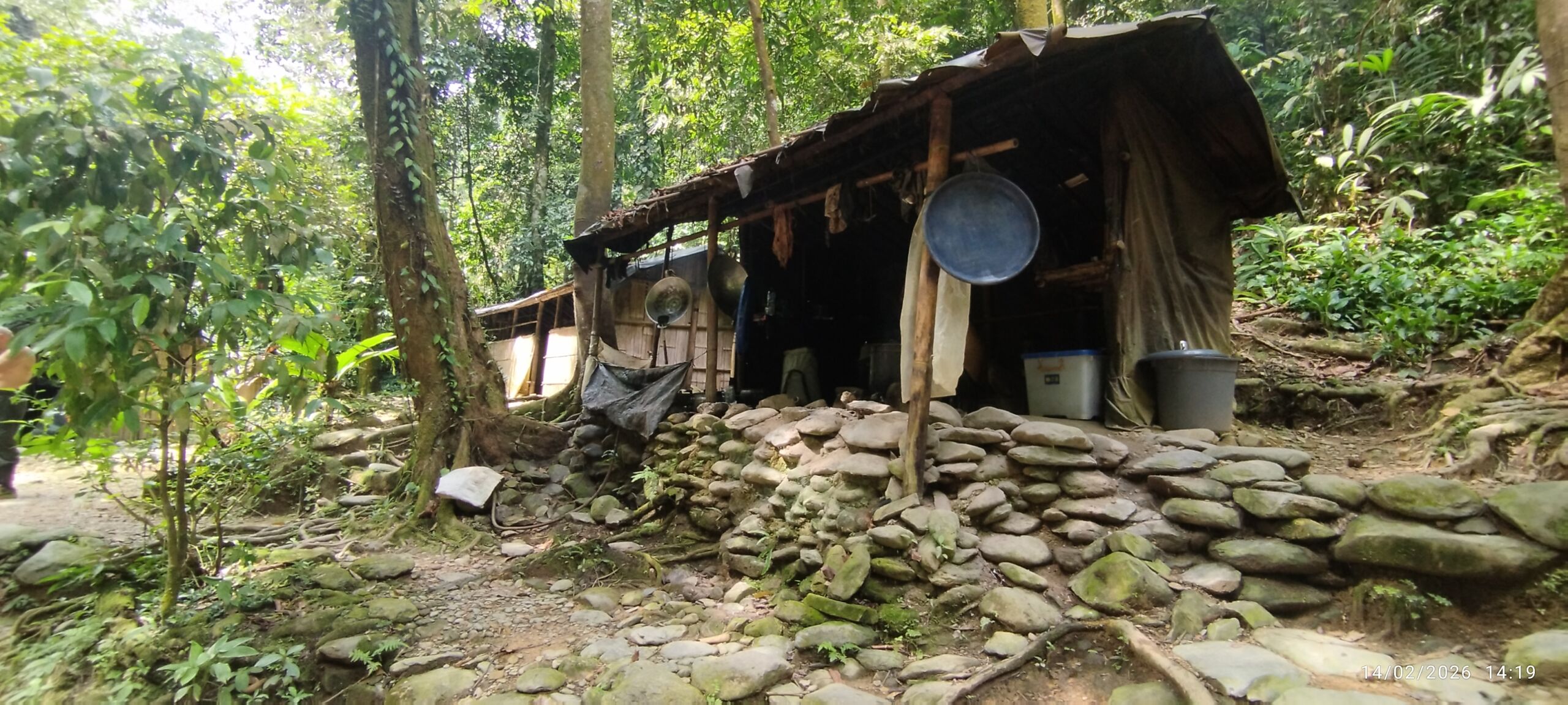 Jungle Shelter at the Campsite during jungle trekking trip into sumatra national park
