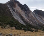 Volcanic view at the top of mount sibayak volcano