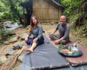 Enjoying a good breakfast at the jungle shelter