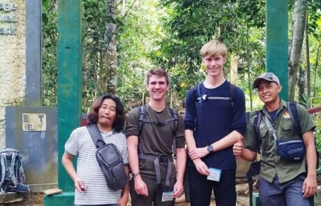 Posing with the English tourist at the front of the Gunung Leuser National Park Bukit Lawang