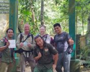 Posing at the National park border gate