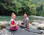 Sitting down on the river bank sumatra jungle