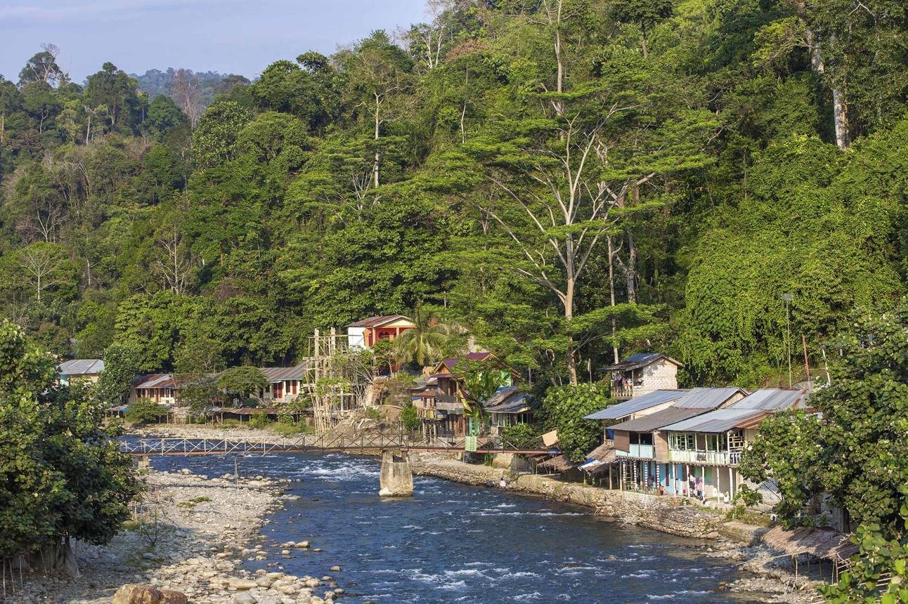 Bridge in the river at Bukit Lawang village