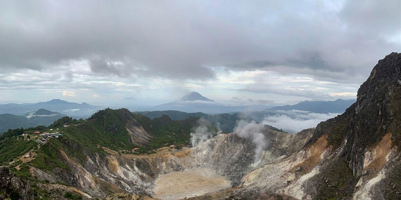 Mount sibayak volcano crater
